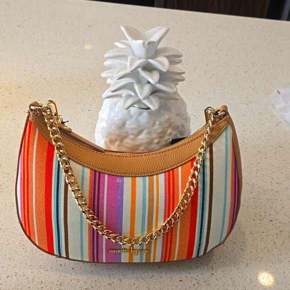 *Brand New* Nannette Lepore Natasha Canvas Baguette w/ Chain - Picture 2 of 8